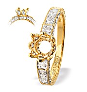 9K Gold Ring Mount with Shoulder Diamonds (0.30ct)