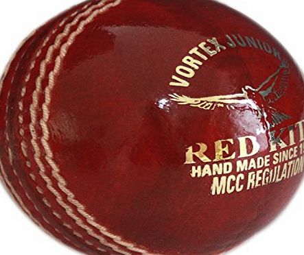 The Dogs Balls Vortex Junior - premium red leather cricket ball - For school cricket, junior cricket or youth cricket. Cricket balls to suit a smaller hand size for a developing cricket star aged between 9 and 15 ye