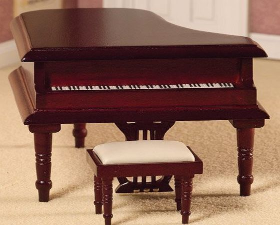 The Dolls House Emporium Classical Grand Piano amp; Stool (Mahogany finish) 1:12 scale