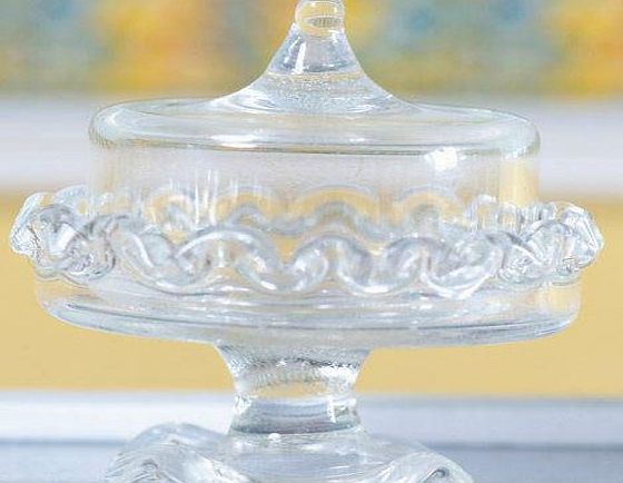 The Dolls House Emporium Glass Cake Stand with Lid 1:12 scale