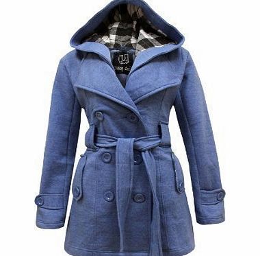 The Orange Tags The Orange Tag Womens Belted Button Coat New Ladies Hooded Military Jacket Navy 12