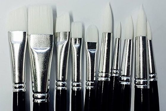 THEBEAUTYBOXBOUTIQUE 10 X FACE PAINTING BRUSHES - ROUND AND FLAT TIP ART PAINT BRUSH GLITTER QUALITY