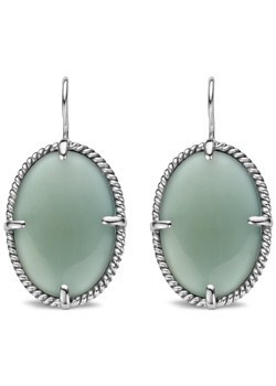 Silver Green Stone Drop Earrings 7605OG
