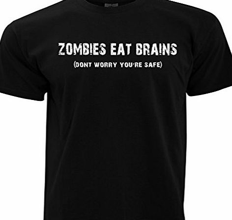 Tim And Ted Zombies Eat Brains Dont Worry Youre Safe Black Mens Funny T Shirt