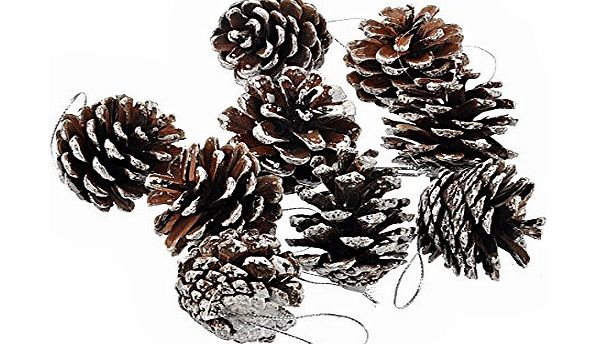 Pack of 9 Pinecone Pine Nut for Christmas Tree Decoration (Silver)