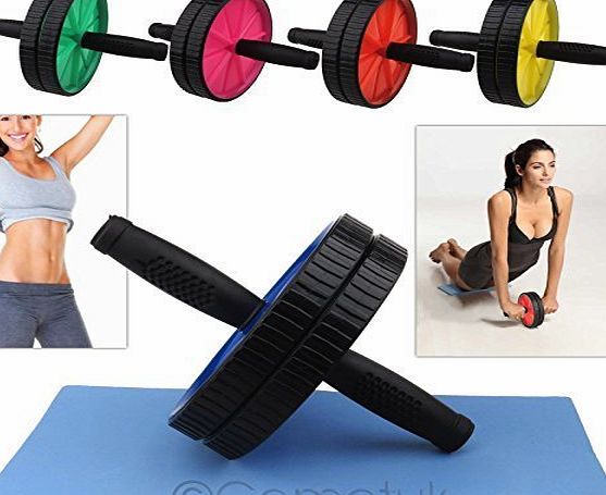 TNP Accessories Double Abdominal Exercise Roller Wheel Ab Wheel With Knee Mat Pad Top Quality Rollers Abs Roller (Blue)