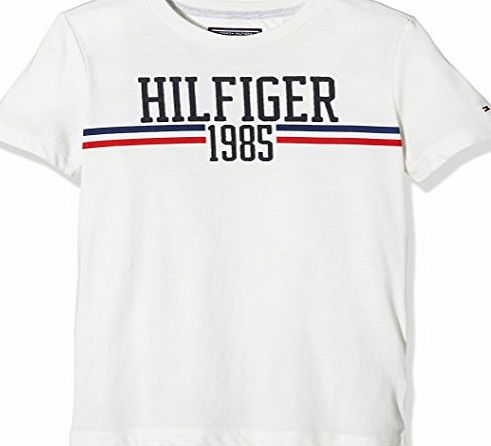 Tommy Hilfiger Boys ICON CN TEE S/S T-Shirt, White (Snow White 118), 16 Years