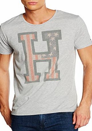 Tommy Hilfiger Mens Varsity Rn Tee Ss T-Shirt, Grey-Grau (Grey Heather BC05 004), L