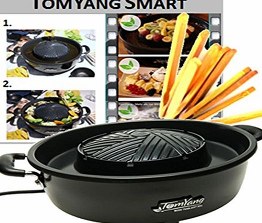 TomYang BBQ - the original Thai BBQ grill and hot pot. Tabletop electric grill and fondue. Incl. 10 additional bamboo clips and a big soup spoon