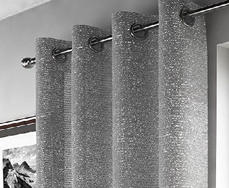 Tonys Textiles Glitter Sparkle Ring Top Voile Curtain Panel - Silver (Adele 53`` W x 54`` D)