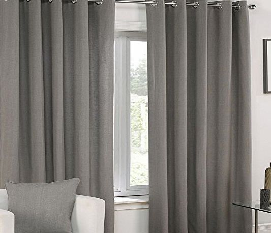 Tonys Textiles Plain Charcoal Grey Silver Eyelet Ring Top Fully Lined Curtains (46`` Wide x 54`` Drop)