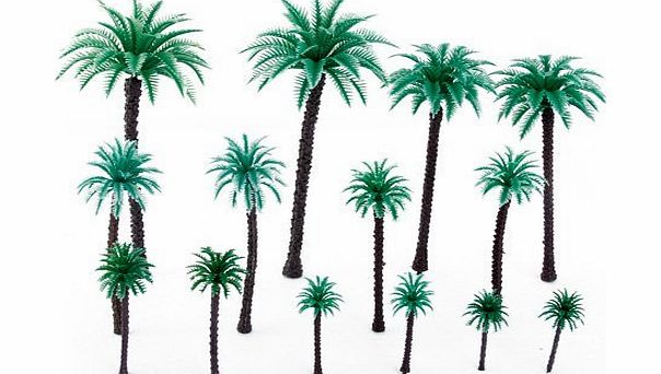 TOOGOO(R) 14Pcs 1.9 Inch - 6.6 Inch Model Coconut Palm Trees Layout Train Scale 1/50