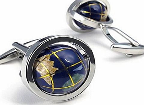 TOOGOO(R) Cufflinks - TOOGOO(R)Jewellery 2pcs Mens Globe Shirts Cufflinks, Wedding, Blue 1 Pair (with Gift Bag)