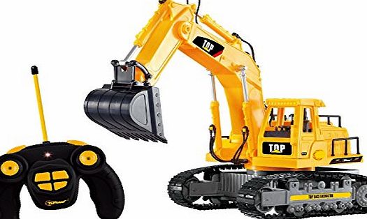 Top Race 7 Channel Full Functional RC Excavator, Battery Powered Electric RC Remote Control Construction Tractor With Lights amp; Sound (TR-111)