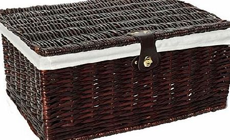topfurnishing Traditional Wicker Willow Xmas Christmas Picnic Hamper Lidded Gift Empty Storage Box Basket With Cloth Lining[Brown,Extra Large 48 x 39 x 27 cm]