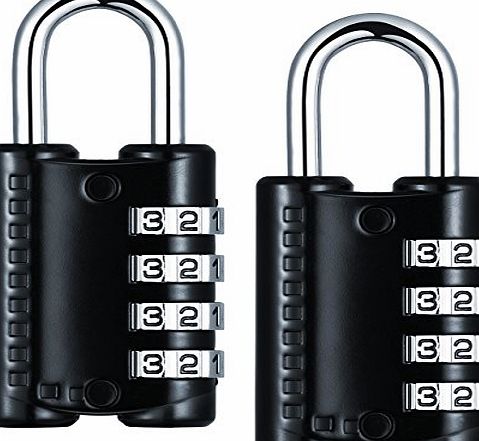 Topop 2 Pack Sturdy Combination Lock, Topop Zinc Alloy 4-digit Padlock for School Gym Locker, Luggage Suitcase Baggage Locks, Filing Cabinets, Toolbox, Case ( Black)