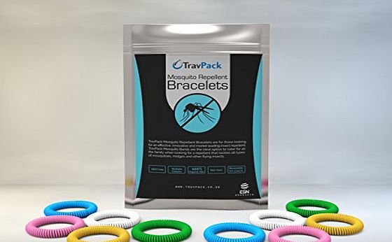 TravPack PREMIUM Mosquito Repellent Wristbands (x10 Assorted Colours) - KEEP MOSQUITOES AWAY NOW! Market Leading Insect Repellent, Scientifically Designed With 250 Hours Use Per Bracelet!