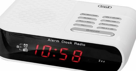 Trevi RC827 Electronic Bedside Alarm Clock with AM/FM Radio in White