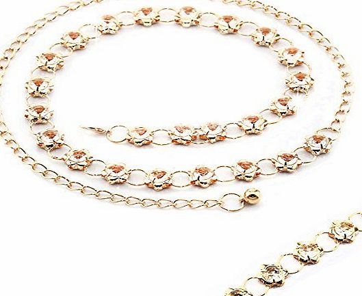 Trimming Shop Gold Diamante Ladies Waist Chain/Charm Fashion Belt One Size Fits All - 622