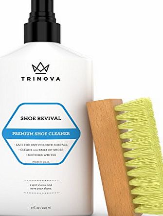TriNova Shoe Cleaner - Tennis, Sneaker, Boots, Trainers, loafers, heels, Pumps amp; more - remove dirt and stains. Free Brush Included - 8oz - TriNova