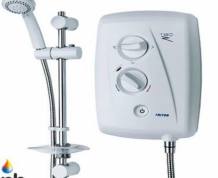Triton Showers Triton T80Z White amp; Chrome Fast Fit Electric Shower 8.5kW with 5 Spray Rub Clean Shower Head