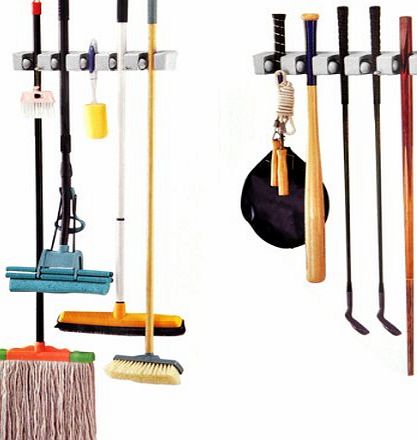 TRIXES Wall Storage Holder For Brooms Golf Clubs Brushes Mops Garden Tools Rack