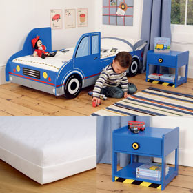 truck Toddler Bed and Bedside Table, with Pelynt