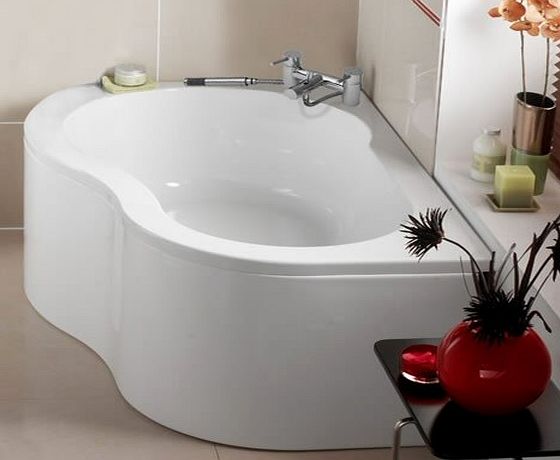 Trueshopping Left Hand 1500mm x 1000mm Bathroom Acrylic Corner Bath and Leg Set With Front Panel