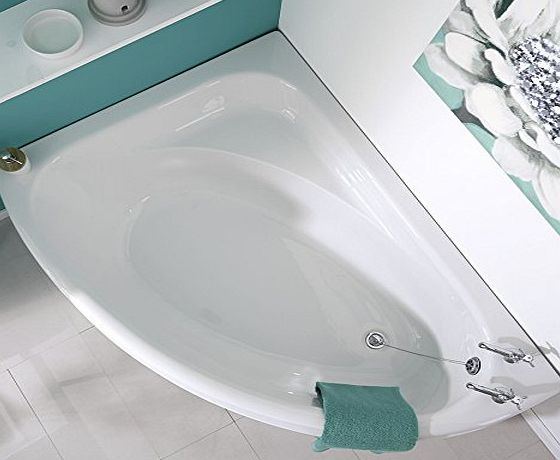 Trueshopping Left Hand 1500mm x 1020mm Acrylic Bathroom White Corner Bath Tub With Front Panel - Made In UK - 5 Year Guarantee