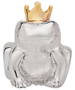 Sterling Silver Frog with Golden Crown Charm