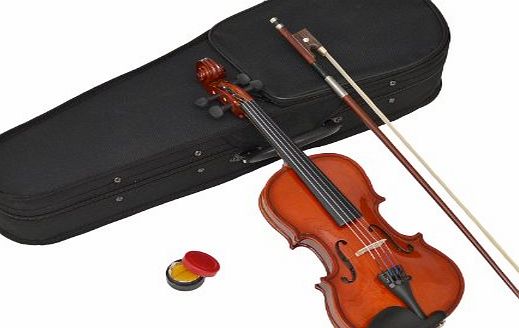 ts-ideen Childrens 1/16-Size Violin - Maple - For Age 3-4 Years - In Set with Shaped Case, Rosin and Horsehair Bow