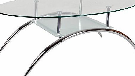 ts-ideen Glass-top table in oval form with stainless steel and 8 mm ESG safety glass (strong tempered glass)