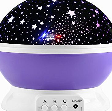 TT Global Moon star night lighting projection lamp, colorful LED baby nursery bedroom night lamp, rotating romantic starlight projector for kids baby sleeping use by TT Global (Purple)