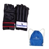 Turner Sports Leather Cut Finger Gloves Punch Bag mitt kick Boxing mitts glove Bag gloves Exercise Equipment Black Large