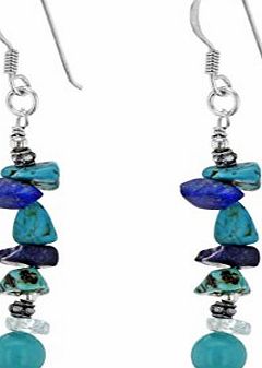 Tuscany Silver Sterling Silver and Turquoise Bead Drop Earrings