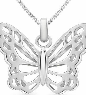 Tuscany Silver Sterling Silver Cut Out Butterfly Pendant on Chain Necklace of 46cm/18``