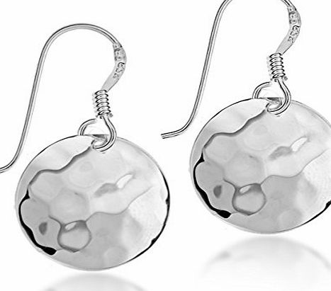 Tuscany Silver Sterling Silver Hammered Round Drop Earrings