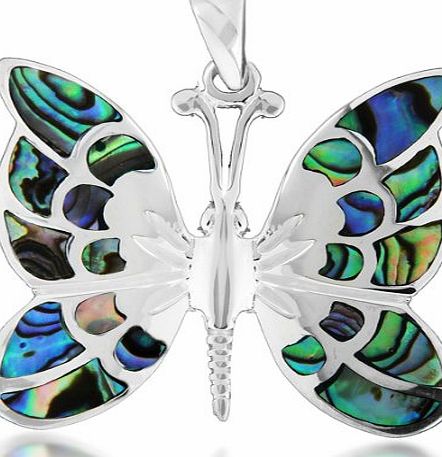 Tuscany Silver Sterling Silver Pave Shell Butterfly Pendant