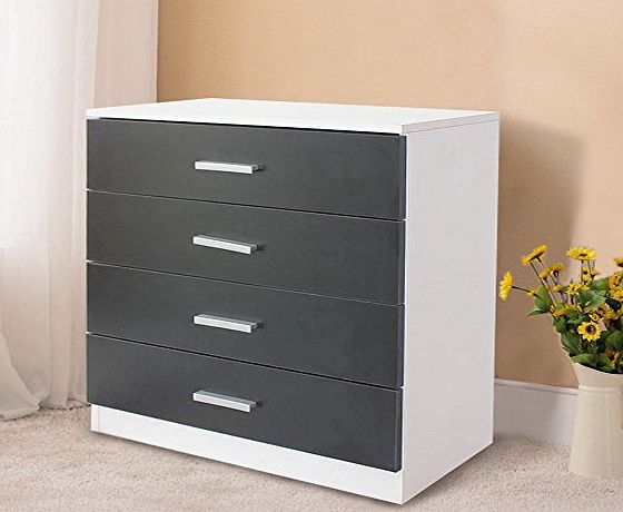 UEnjoy Black Chest of 4 Drawers Bedroom Contemporary Furniture