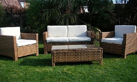 UK Leisure World New Rattan Wicker Conservatory Outdoor Garden Furniture Set Light mixed brown