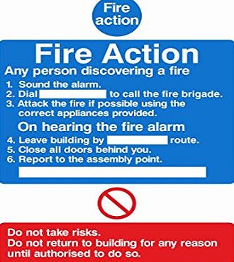 UK Safety Store (Fire Signs) Pack Of 2 Fire Action Signs - Any Person Discovering A Fire 150mm x 200mm - Self Adhesive (ACT.09W-SA)