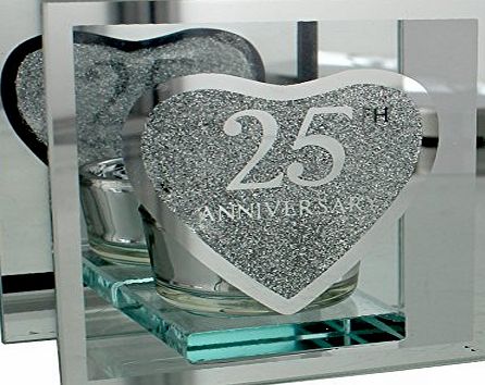 ukgiftstoreonline 25th Silver Wedding Anniversary Tea Light Holder Gift