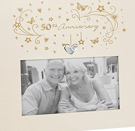 ukgiftstoreonline 50th Golden Wedding Anniversary Photo Frame Gift New Boxed 6 x 4