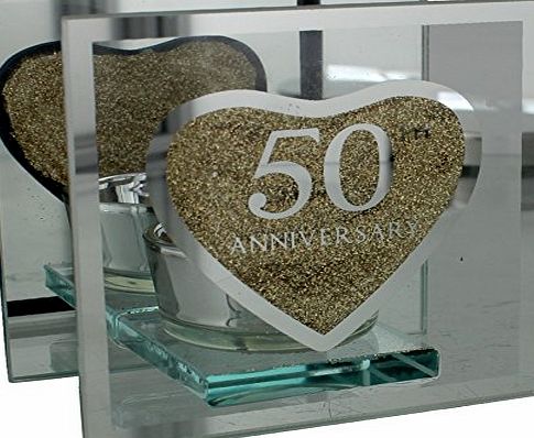 ukgiftstoreonline 50th Golden Wedding Anniversary Tea Light Holder Gift