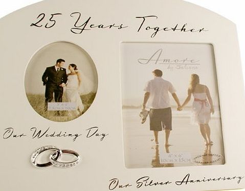 ukgiftstoreonline Silver 25th Wedding Anniversary Multi Photo Picture Frame Keepsake Gift