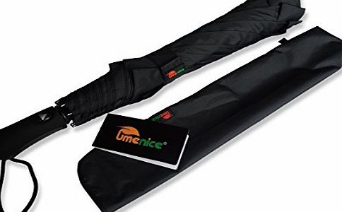 Umenice Premium Foldable Golf Umbrella Automatic 8-Rib Vented 210T Fabric Black Color