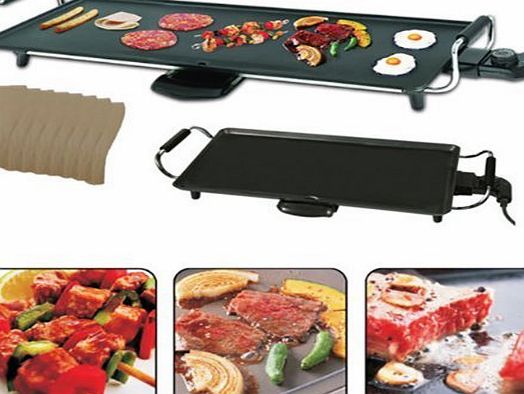 Unibos Large Electric Teppanyaki Barbecue Table Grill Griddle 2000 Watts Includes 8 Spatulas Ideal for cooking breakfast, BBQs , steak, marinated chicken and Many more you can also use this as a hotpl
