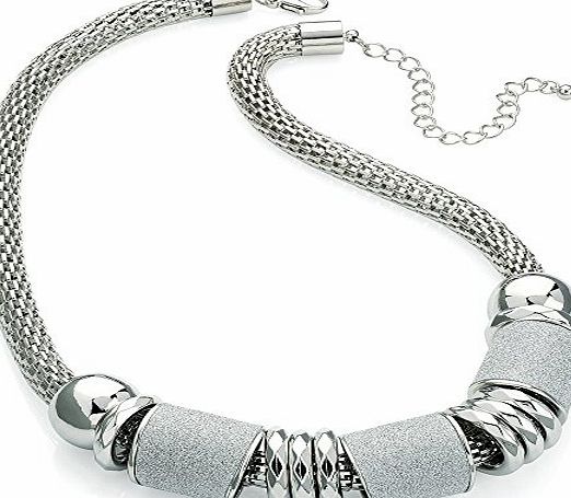 Unique Gifts On The Web Fashion jewellery chunky silver colour glitter wrap tubular style choker necklace