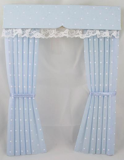 1:12 Scale Dolls House Baby Blue and White Polka