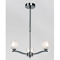 Stylish and elegant ceiling light fitting in a black chrome finish with oval acid glass shades and a